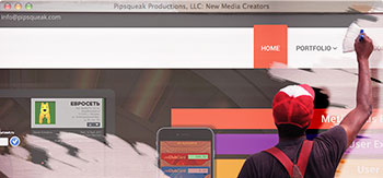 Illustration: Painter paints white over a Pipsqueak website billboard.