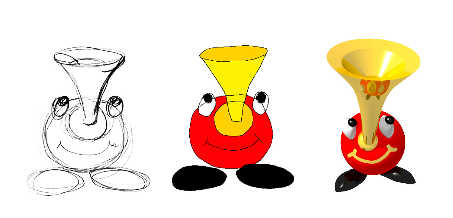 Pipsqueak’s logo in three phases of development.