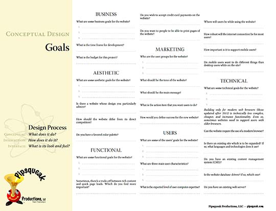 Thumbnail of Pipsqueak’s worksheet for a website’s goals.