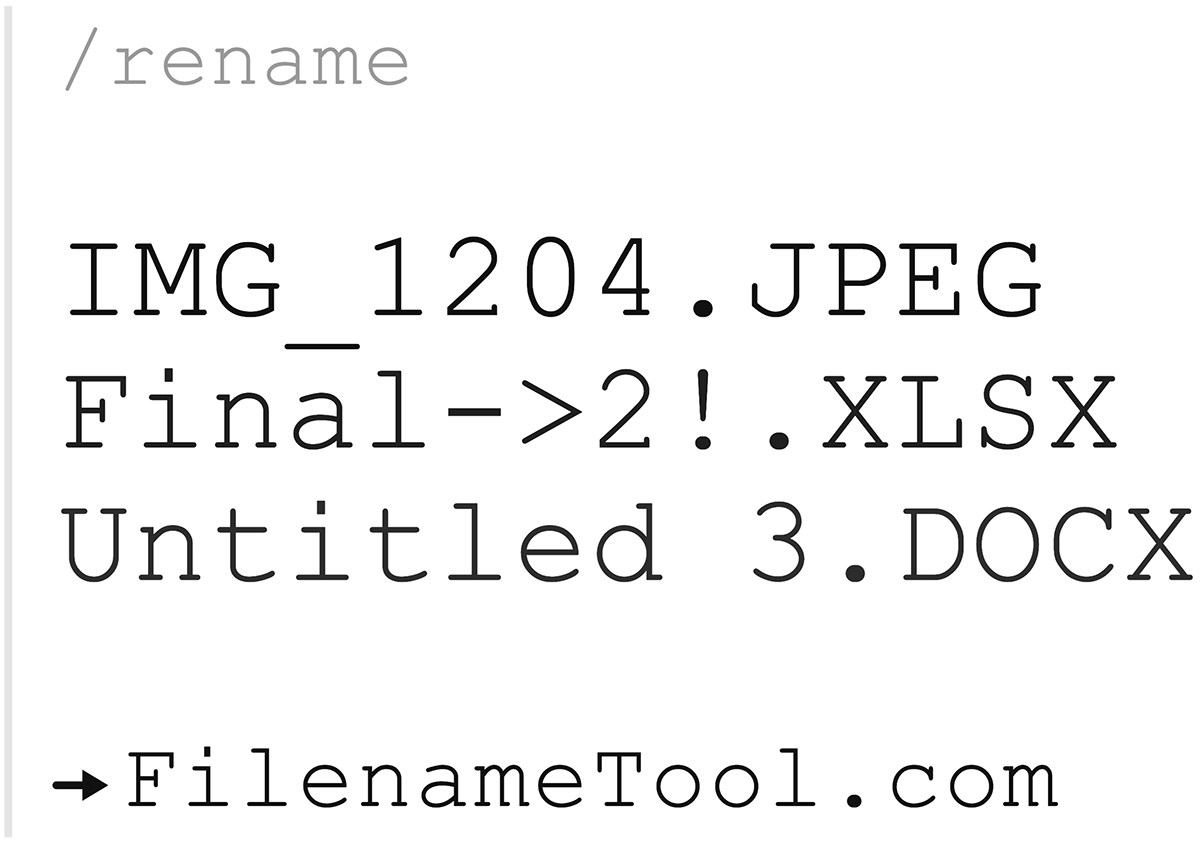 Logo showing bad filenames which should be renamed with the Filename Tool.
